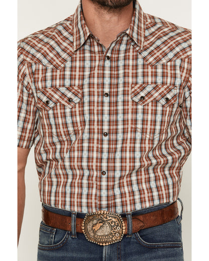 Cody James Men's Elmer Plaid Print Short Sleeve Snap Western Shirt