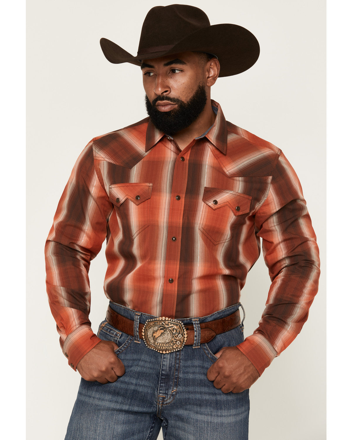 Cody James Men's Lure Lurex Plaid Print Long Sleeve Snap Stretch Weste
