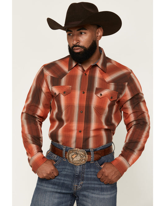 Cody James Men's Lure Lurex Plaid Print Long Sleeve Snap Stretch Weste