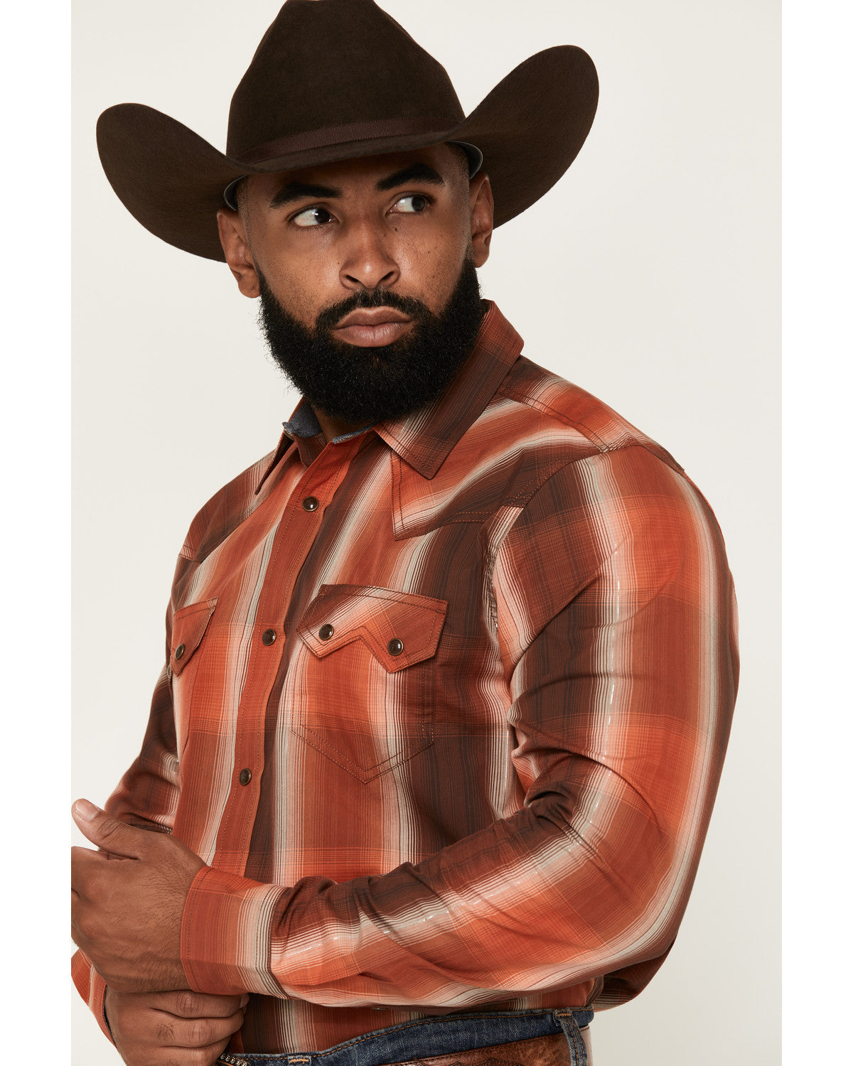 Cody James Men's Lure Lurex Plaid Print Long Sleeve Snap Stretch Weste
