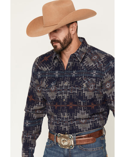 Cody James Men's Bowie Knife Southwestern Print Long Sleeve Snap Flann