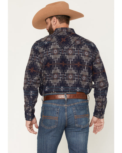Cody James Men's Bowie Knife Southwestern Print Long Sleeve Snap Flann