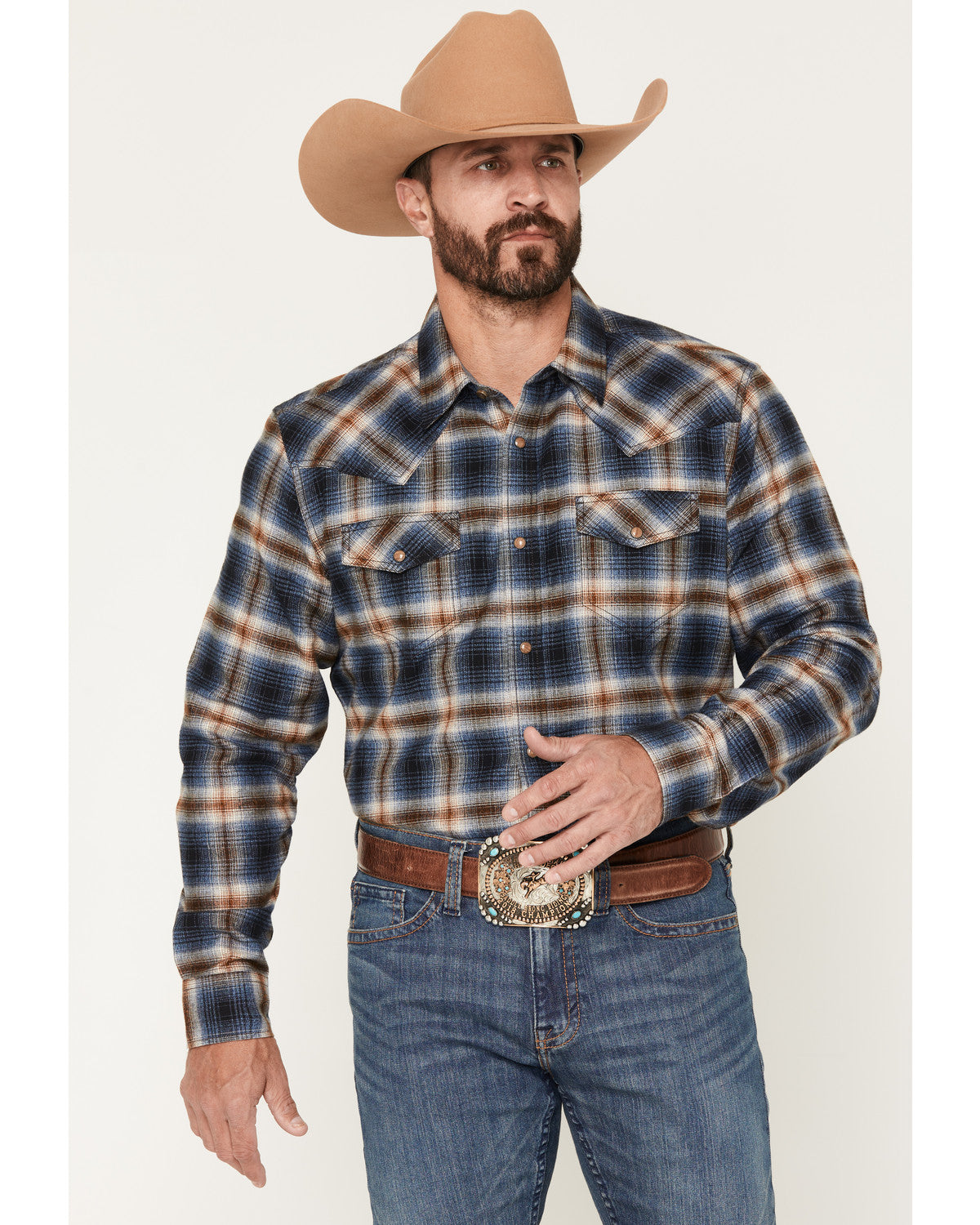 Cody James Men's Sequoia Plaid Print Long Sleeve Snap Flannel Shirt