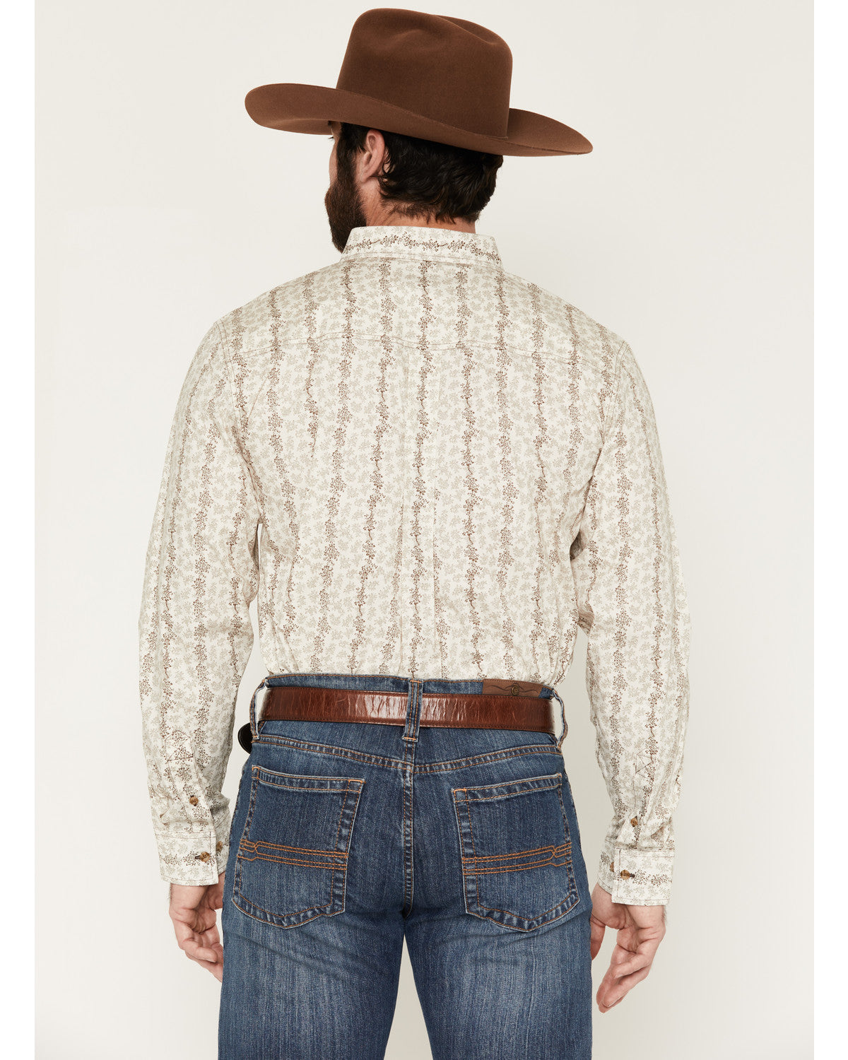 Cody James Men's Hickory Floral Stripe Print Long Sleeve Button-Down S