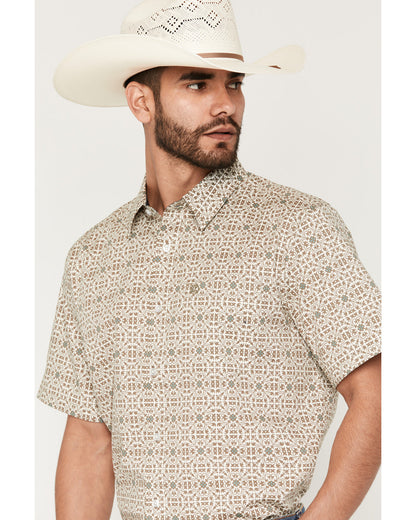 Cody James Men's Mind Trap Geo Print Short Sleeve Button-Down Stretch