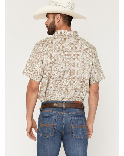 Cody James Men's Mind Trap Geo Print Short Sleeve Button-Down Stretch