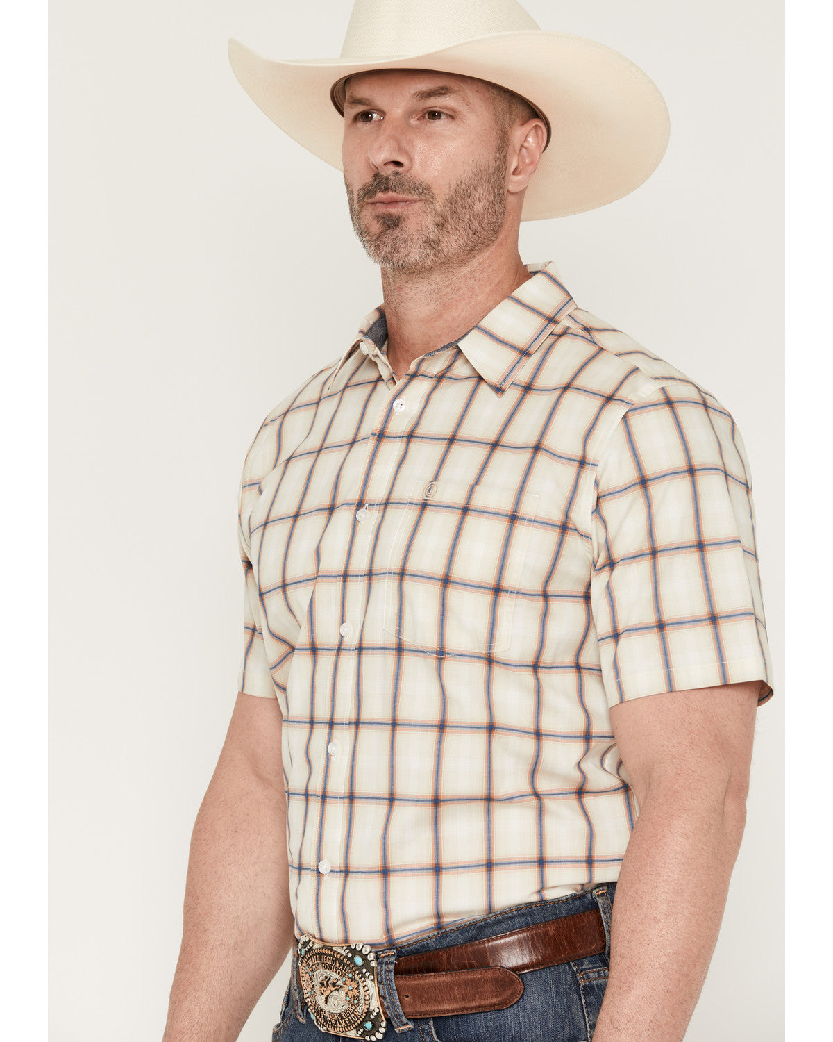 Cody James Men's Sunset Hour Plaid Print Short Sleeve Button-Down Stre