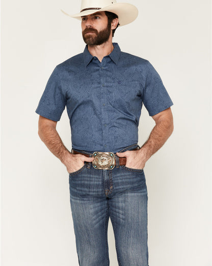Cody James Men's Topaz Tonal Paisley Print Short Sleeve Button-Down St