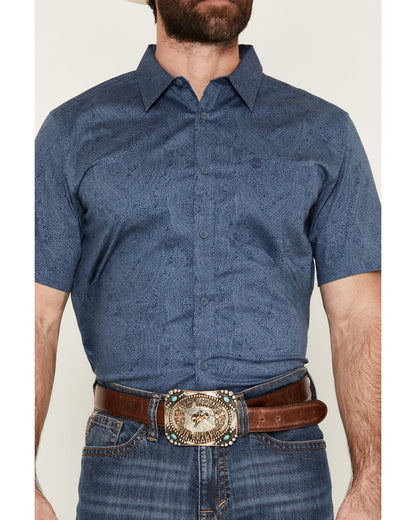 Cody James Men's Topaz Tonal Paisley Print Short Sleeve Button-Down St