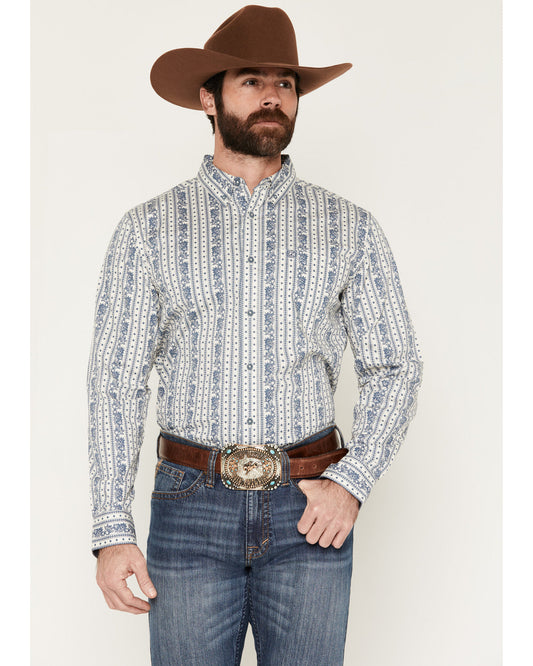 Cody James Men's Day Drinker Floral Stripe Print Long Sleeve Button-Do