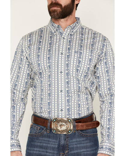 Cody James Men's Day Drinker Floral Stripe Print Long Sleeve Button-Do