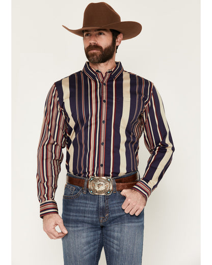 Cody James Men's Red Dog Southwestern Stripe Print Long Sleeve Button-
