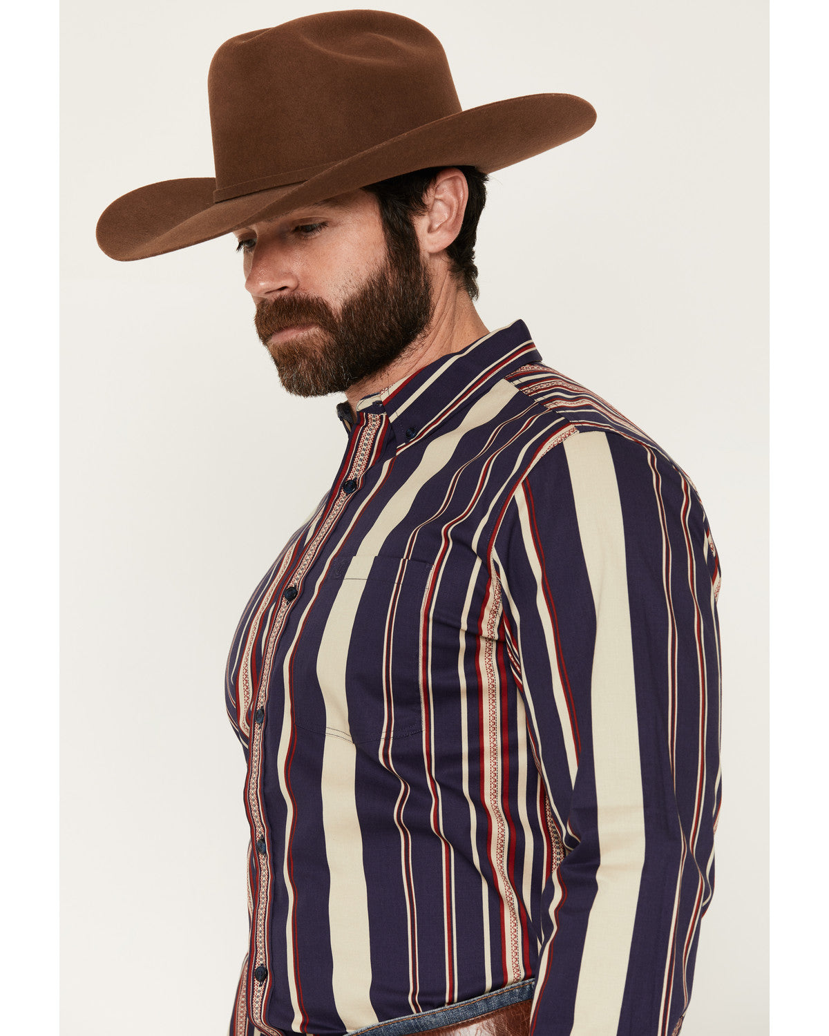 Cody James Men's Red Dog Southwestern Stripe Print Long Sleeve Button-