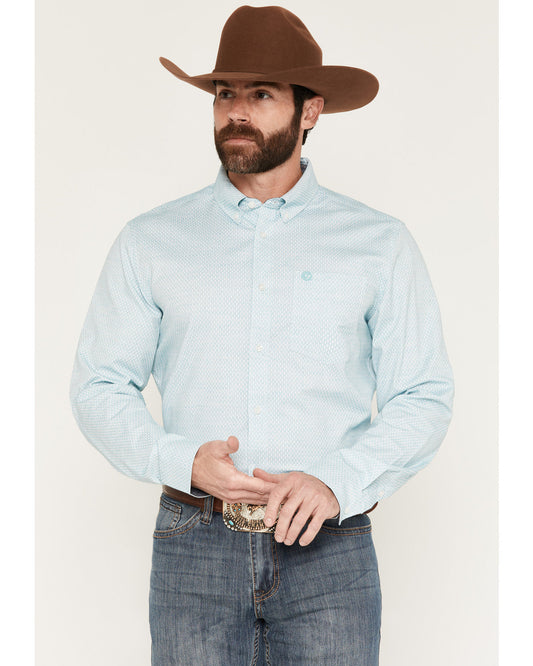 Cody James Men's Trophy Geo Print Long Sleeve Button-Down Stretch West