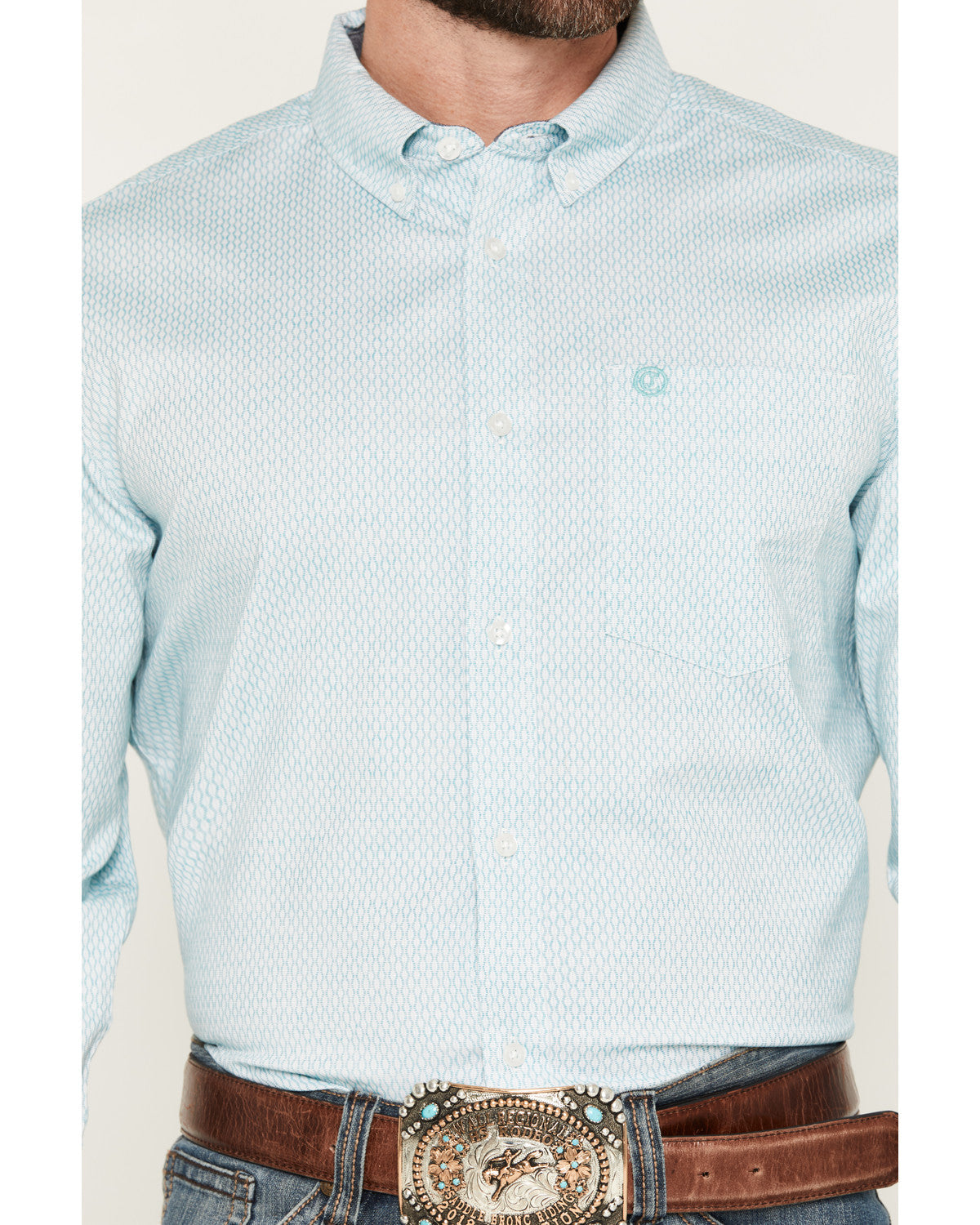Cody James Men's Trophy Geo Print Long Sleeve Button-Down Stretch West