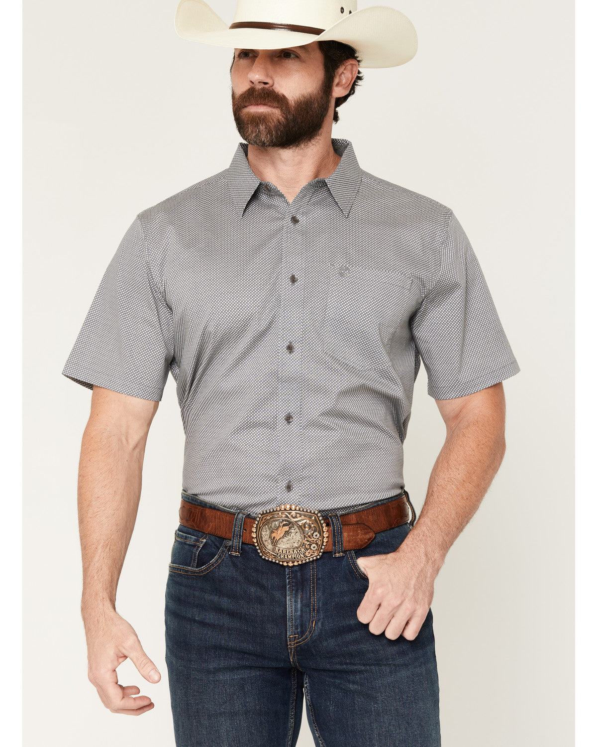 Cody James Men's Astro Geo Print Short Sleeve Button-Down Stretch West