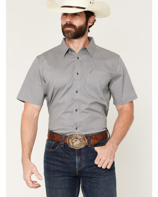 Cody James Men's Astro Geo Print Short Sleeve Button-Down Stretch West