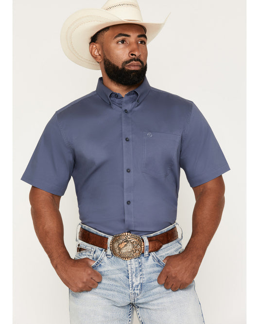 Cody James Men's Solid Twill Short Sleeve Button-Down Stretch Western
