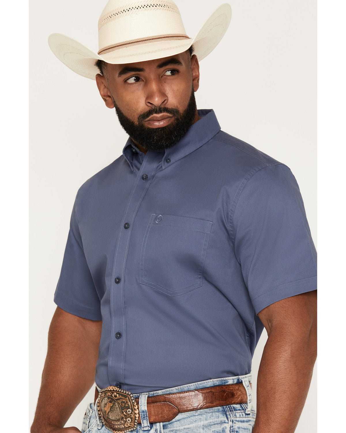 Cody James Men's Solid Twill Short Sleeve Button-Down Stretch Western
