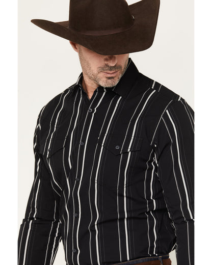 Cody James Black 1978® Men's Elm Striped Long Sleeve Button-Down Weste