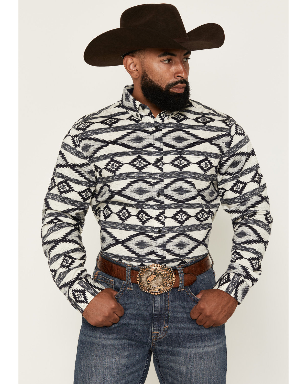 Cody James Men's Tiki Room Southwestern Print Long Sleeve Button-Down