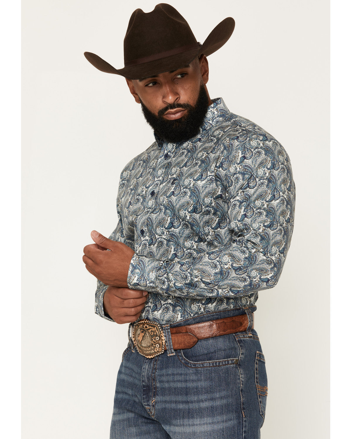 Cody James Men's Lost Resort Paisley Print Long Sleeve Button-Down Str