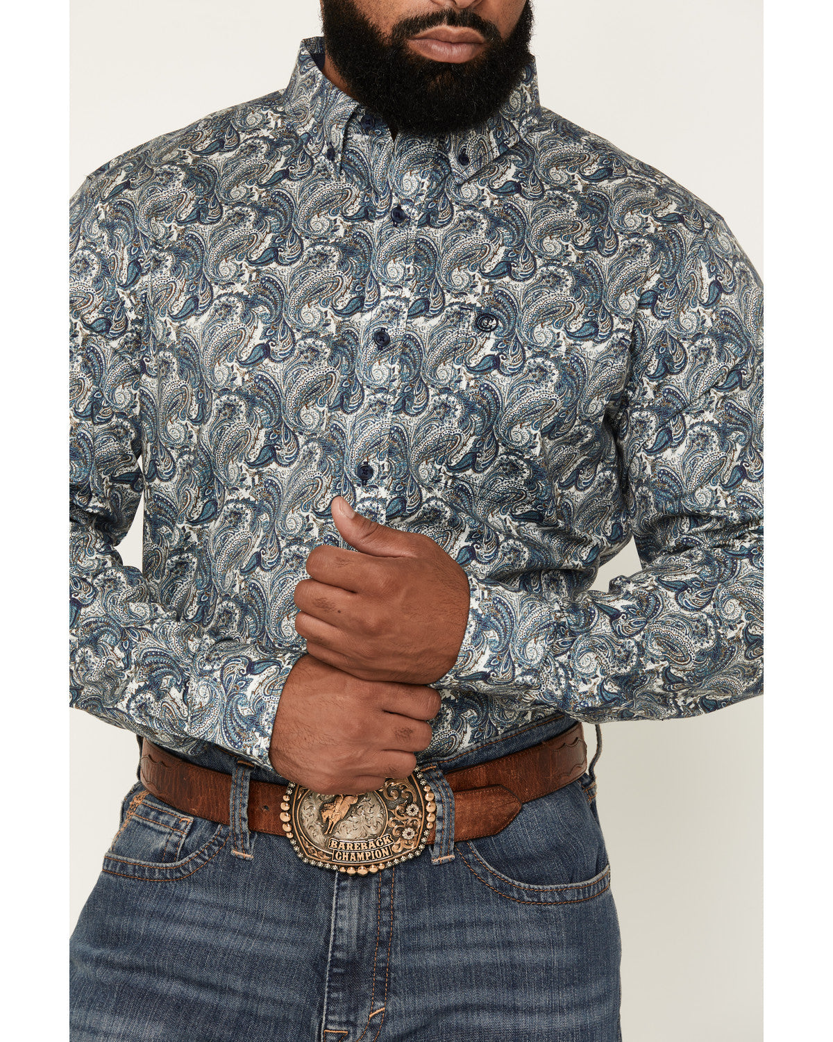 Cody James Men's Lost Resort Paisley Print Long Sleeve Button-Down Str