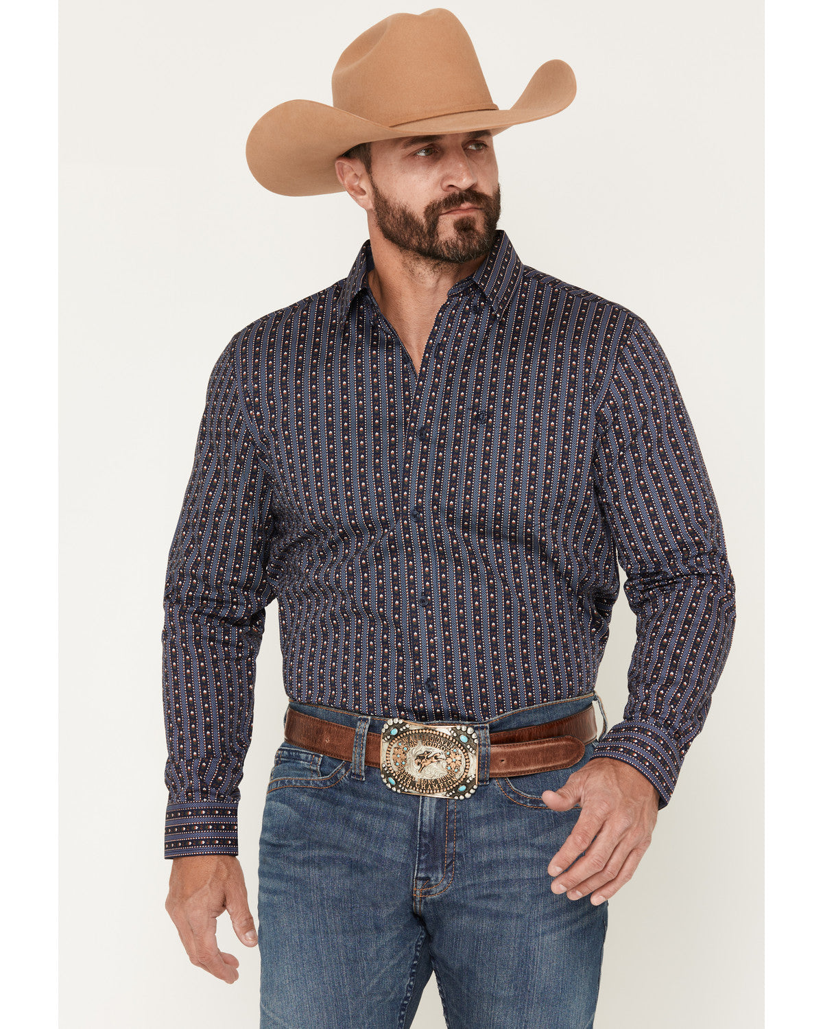 Cody James Men's Huckleberry Floral Striped Long Sleeve Button-Down St