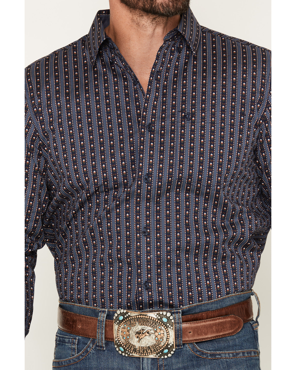 Cody James Men's Huckleberry Floral Striped Long Sleeve Button-Down St